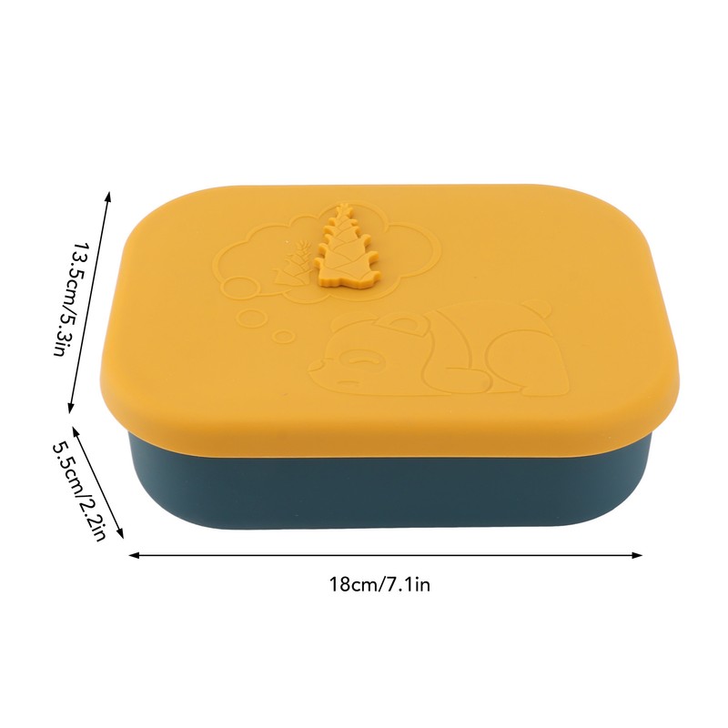 Silicone Bento Lunch Box Rectangle Leakproof 3 Compartment Divided Food