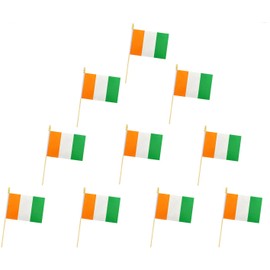 10 Pack Cote d 'Ivoire Flags, CI Handheld Flag-5x8 In,Côte d'Ivoirians Mini Flag Small flag, for Party, Shops and Bars Decorations, And International Day Celebrations.