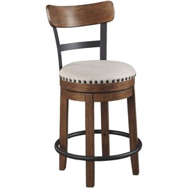 Signature Design by Ashley Signature Design by Ashley Valebeck Rustic Farmhouse 24.5a Counter Height Swivel Bar Stool, Brown