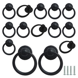 YMAISS 14packs Cabinet Ring Handles Drop Ring Knobs Single Hole Dresser Pulls,Vintage Round Ring Drawer Pulls,Circle Drawer Pulls for Cabinet Drawer Cupboard Wardrobe,Black