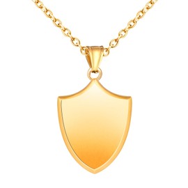 INFINIONLY Creative Triangle Shield Stainless Steel Men's Necklace Fashion Cool Shield Chains Amulet Pendant with 55 cm Chain Hip Hop Jewellery Decoration for Teenagers, Stainless Steel, No Gemstone