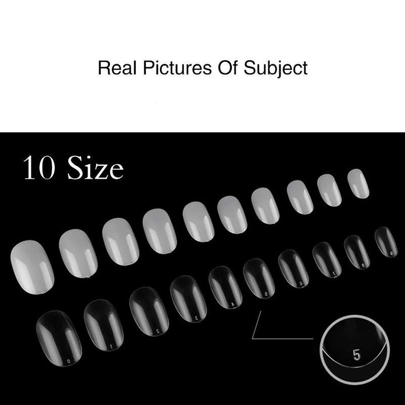 Sethexy Short Oval False Nails 500 Pieces 10 Sizes Full