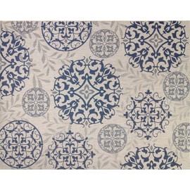 Gertmenian Indoor Outdoor Classic Flatweave Area Rug, Stain & UV Resistant Carpet, Deck, Patio, Poolside & Mudroom, 6x9 Ft Medium, Abstract Medallion, Tan, 22478