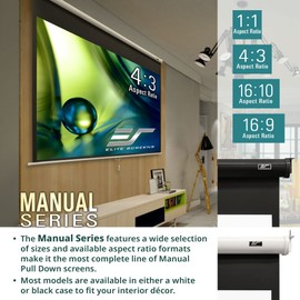 Elite Screens Manual Series, 84-INCH 16:9, Pull Down Manual Projector Screen with AUTO LOCK, Movie Home Theater 8K / 4K Ultra HD 3D Ready, 2-YEAR WARRANTY, M84UWH, 16:9, 80.4"W x 57.6"H, Black