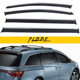 PLDDE 4pcs Smoke Tint with Chrome Trim Window Visors Compatible with 11-17 Honda Odyssey RL5 Outside Mount Tape On/Clip On Style PVC Sun Rain Guard Vent