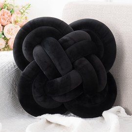 Xiashrk Knot Pillow Ball Xmas, Decorative Throw Pillow Floor Cushion with Soft Plush for Couch, Knotted Square Pillow Black Dorm Room Decor Household Throw Knot Decorative Cushion for Bed Living Room