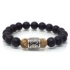 Men's Black Stainless Steel Bracelet with Chinese Ornaments and Agate