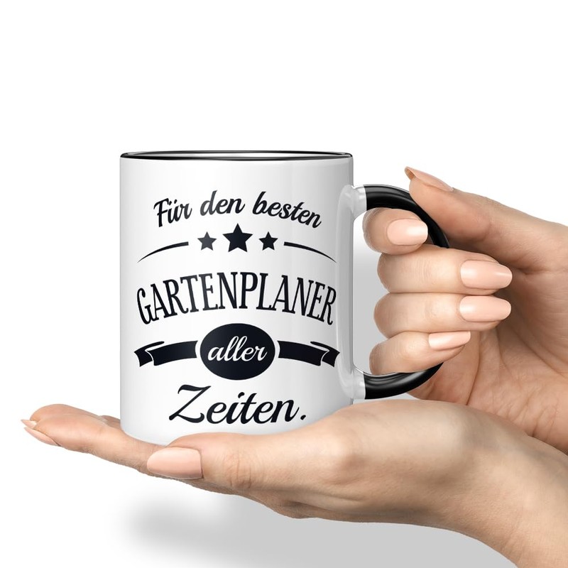 JUNIWORDS Tasse, Für den besten Gartenplaner aller Zeiten, Schwarz (6082740)