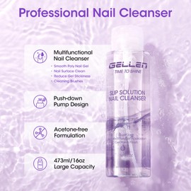 Gellen 473ml Multi-Purpose Nail Cleanser, Pump Bottle Design Nail Surface Cleaner for Prep Nails, Tacky Residue Remover for High-Shine Gel Top Coat, Polygel Slip Solution, Nail Cleaning for Manicure