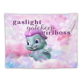 BionZax Bibble Beliefs - Happiness Gaslight Gatekeep Girlboss Tapestry for Bedroom, College Dorm Or Living Room Home Decor 30"x40", Meme Girl Teen Wall Tapestries Hanging for Gifts