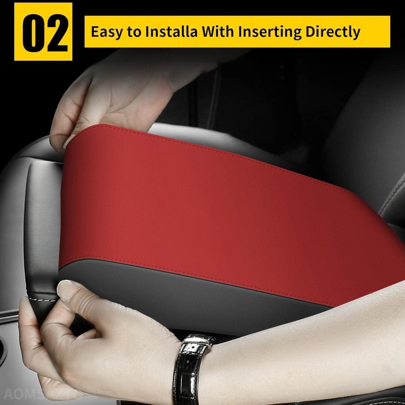 AOMSAZTO Console Covers for 2020-2024 Toyota Corolla Black with Red