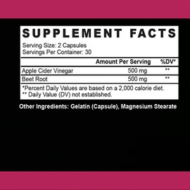 Angry Supplements Apple Cider Vinegar + Beet Root Powder Capsules, Pure ACV Beetroot 1000mg per Serving, Nitric Oxide Booster & Digestive Health for Men and Women (60ct, 1-Month Supply)