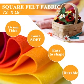 Yellow Felt Fabric 72" X 18"(Half Yard), 1.6mm Thick Soft and Durable Flexible Craft Acrylic Felt by The Yard for Sewing DIY Art Craft Project Decorations