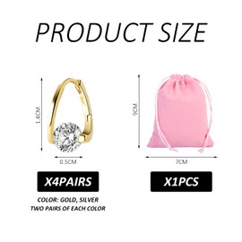 8PCS Women's Earrings, 1PCS Storage Bag, Magnetic Field Earrings, Women's Diamond Earrings, Fashion Jewelry, Suitable for Dates, Parties, Daily Wear (Gold, Silver)