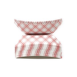 Mr. Miracle White and Red Paper Half Pound Food Tray. Pack of 250. Disposable, Recyclable and Fully Biodegradable. Made in USA