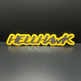 Factotum MotorSports HELLHAWK Emblem fits WK2 Trackhawk Fender liftgate Badge (Yellow Border)