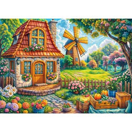 TangComplete - Country Cottage Puzzles for Adults 1000 Piece, Jigsaw Puzzles for Adults, Adult Challenging Game Toys, Impossible Puzzle, Family Decoration Puzzle