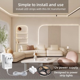 12V 2A Power Supply Adapter DC Transformer with Bare 2-Wires, 5 Feet Cable for CCTV Cameras