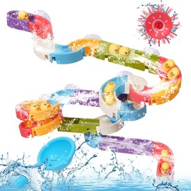 Bosizhang Bath Toys for Kids Ages 4-8 Duck Slide Bath Toys 48 Pcs, DIY Wall Track Building Set for 3-5 Years Old, Fun Bathtub Time Birthday Gifts for Toddler Kids 3+ Years Old