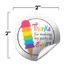 Rainbow Ice Cream Cone Birthday Party Thank You Sticker Labels,