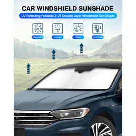 KUST - Parasol de parabrisas para Volkswagen VW Jetta Accessories 2019-2024, cubierta plegable para visera de ventana, bloquea los rayos UV y mantiene tu coche más fresco