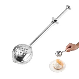 Flour Duster powder sugar shaker duster Stainless Steel Sugar Pick Up and Dust Flour Sifter Powder Sifter with Spring Handle for Baking