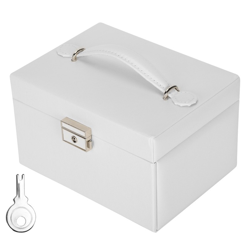 Three Layer Jewelry Storage Box PU Leather Necklace Rings Earrings