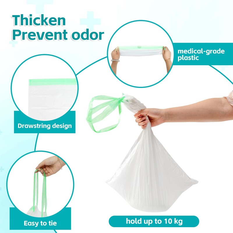 60 Pack Commode Liners with 60 Super Absorbent Pads, Disposable