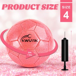OKWUYiK Size 4 Glitter Pink Gold Purple Soccer Ball Set with Pump Toddler Soccer Ball for Kids Aged 6-8 Outdoor Training Ball Youth Practice for Teens Children Adults Boys Girls