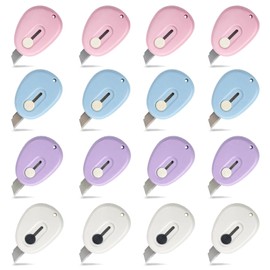 Mnvhoky 16PCS Mini Retractable Box Cutter Set, Multicolor Small Utility Knives with Keychain Loop, Compact Mini Box Cutters ﻿
