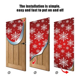 Qilmy Christmas Snowflake Front Door Cover Washable Fabric Door Sign Banner for Home, Yard and Party Decoration, 36 x 98 Inch