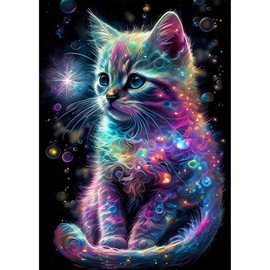 MXJSUA Purple Cat Diamond Painting, 5D Diamond Painting Kits Pictures for Adults, DIY Diamond Painting Picture Set, 30 x 40 cm for Wall Decoration