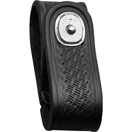 JAY-PEE Tactical Basketweave Leather Handcuff Strap Holder with Chrome Safety Snap Closure Single Snap Slide-On fits 2.25 in Duty Belts