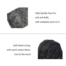 LA CARRIE Women's Snakeskin Print Faux Fur Bucket Hat Winter Warmer Fisherman Cap (Grey)