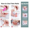 Caiguoer 24 Pieces Long False Nail Tips Almond Strawberry Press