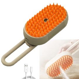 Pet Grooming Brushm,Cat Brush,3 In1 Spray Cat BrushSelf-Cleaning Wet Cat Comb with USB Rechargeable & Water Tank,Suitable for Dogs,Cats to Reduces Flying Hair,Remove Tangled (Coffee color)