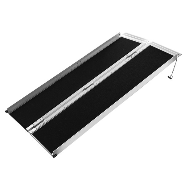 Non Skid Folding Wheelchair Ramp 4ft 595 lbs Weight Capacity Threshold Ramp Portable Aluminum Foldable Wheelchair Ramp for Home Steps Stairs Doorways Mobility Scooter
