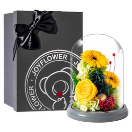 JoyFlower Preserved Sunflower Gifts for Women, Eternal Flowers Real Rose in Glass Dome, Forever Sunflowers Gift for Mom Wife Girlfriend, Unique Sunflower Gifts for Mother's Day, Birthday, Anniversary