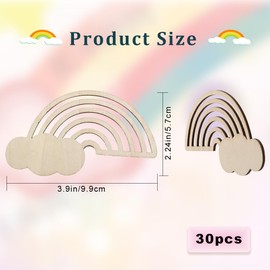GORGECRAFT Pack of 30 Rainbow Wood Cut-Out Unfinished Wood Unfinished DIY Crafts Hanging Ornaments Cloud Discs for Home DIY Projects Wedding Birthday Christmas Decoration