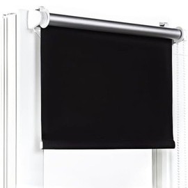 Fenster DEKOR - Roller Blinds for Windows No Drilling Black - Blackout Roller Blind W 65 x H 150 cm - Clamping Roller Blind Blackout - Window Blind for Balcony Doors - Blackout Roller Blind Easy to