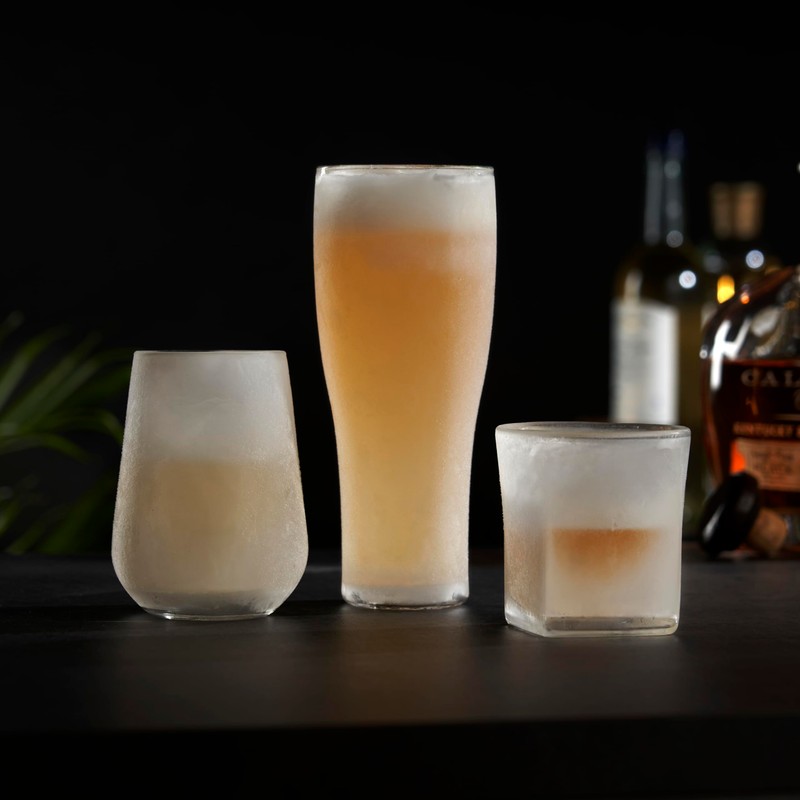 Viski Glacier Double Walled Beer Glass with Active Cooling Gel,