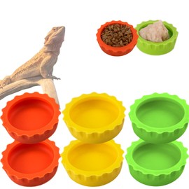Meow&Woof Reusable Silicone Reptile Feeding Cups – Bearded Dragon Water Bowl & Crested Gecko Food Dish, Habitat Tank Starter Kit Accessories for Turtle, Snake, Hermit Crab- 6 Pcs