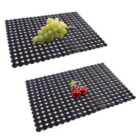 2Pack Kitchen Sink Mat for Stainless Steel/Ceramic Sinks, PVC Eco-friendly Protectors for Bottom of Kitchen Sink, Adjustable, Fast Draining, Dots Design, 11.8x15.7 (Black)