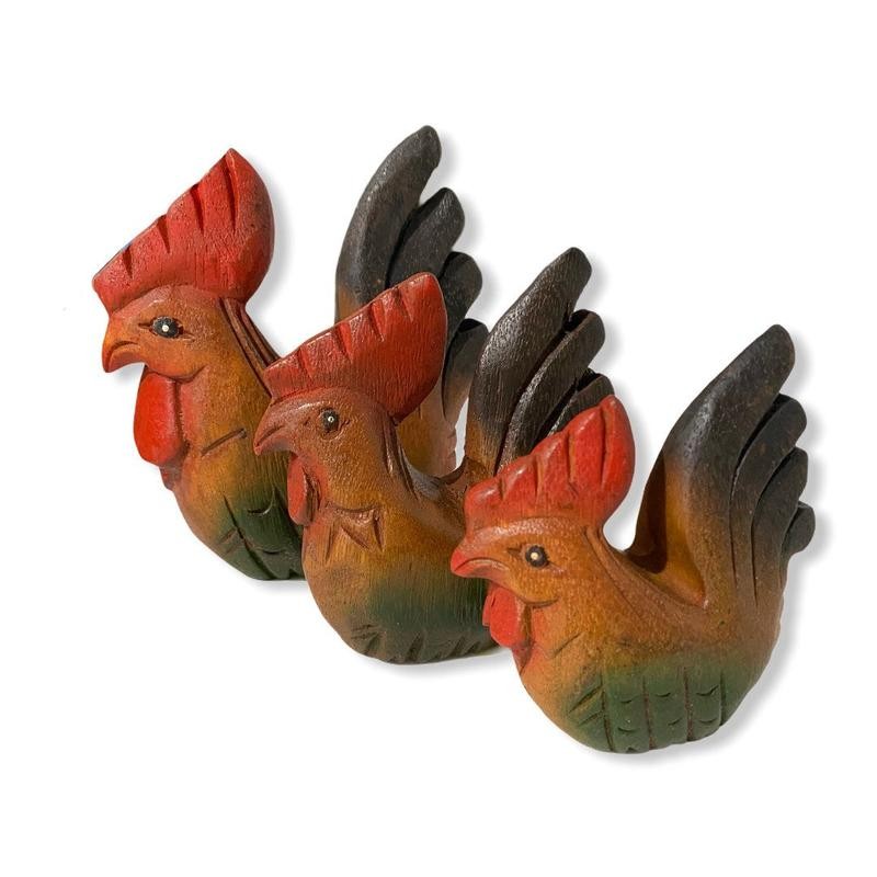 Painted Wooden Musical Whistle Rooster Instrument - Size: Medium 4"