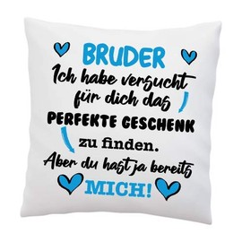 Cushion with Saying (in German): “Best Girlfriend - I Tried to Find the Perfect Gift for You” - White, 40 x 40 cm - Love - Ideal Gift, brother, 40 x 40 cm