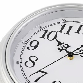 Plumeet Small Retro Wall Clock, 10'' Non Ticking Classic Silent Vintage Wall Clocks Decorative Kitchen Living Room Bedroom - Battery Operated, Silver