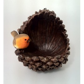 Pine cone & Robin Hanging Bird Feeder, gorgeously detailed