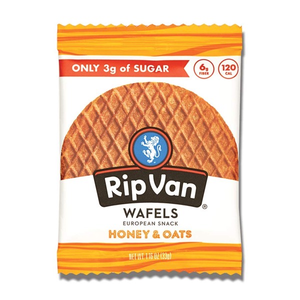 Rip Van Wafels Honey & Oats Stroopwafels - Healthy Snacks - Non GMO Snack - Keto Friendly - Office Snacks - Low Sugar (3g) - Low Calorie Snack - 48 Pack