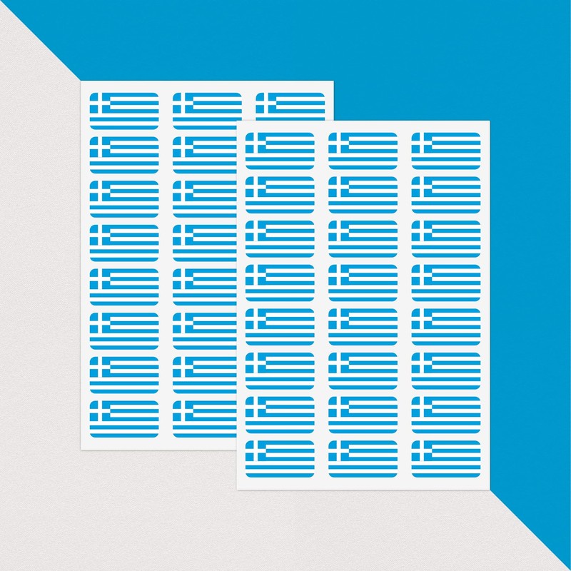 PAPERZIP - Greece Flags (Γαλανόλευκη, Galanólefki) – 48 Stickers for