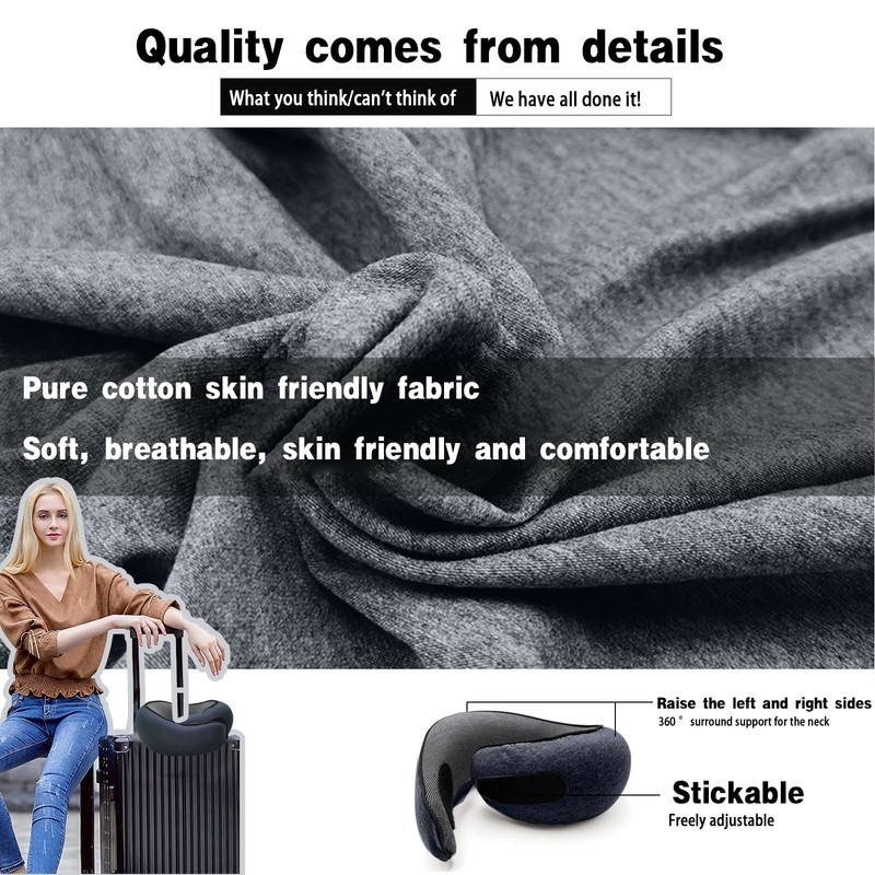 SHOOHS Travel Pillows for Airplanes,Neck Pillow Airplane Fits The Curve
